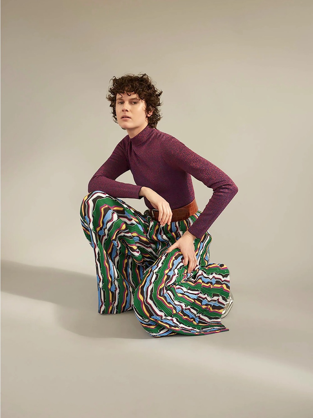 Solace London Multicolor Wide Leg Pants